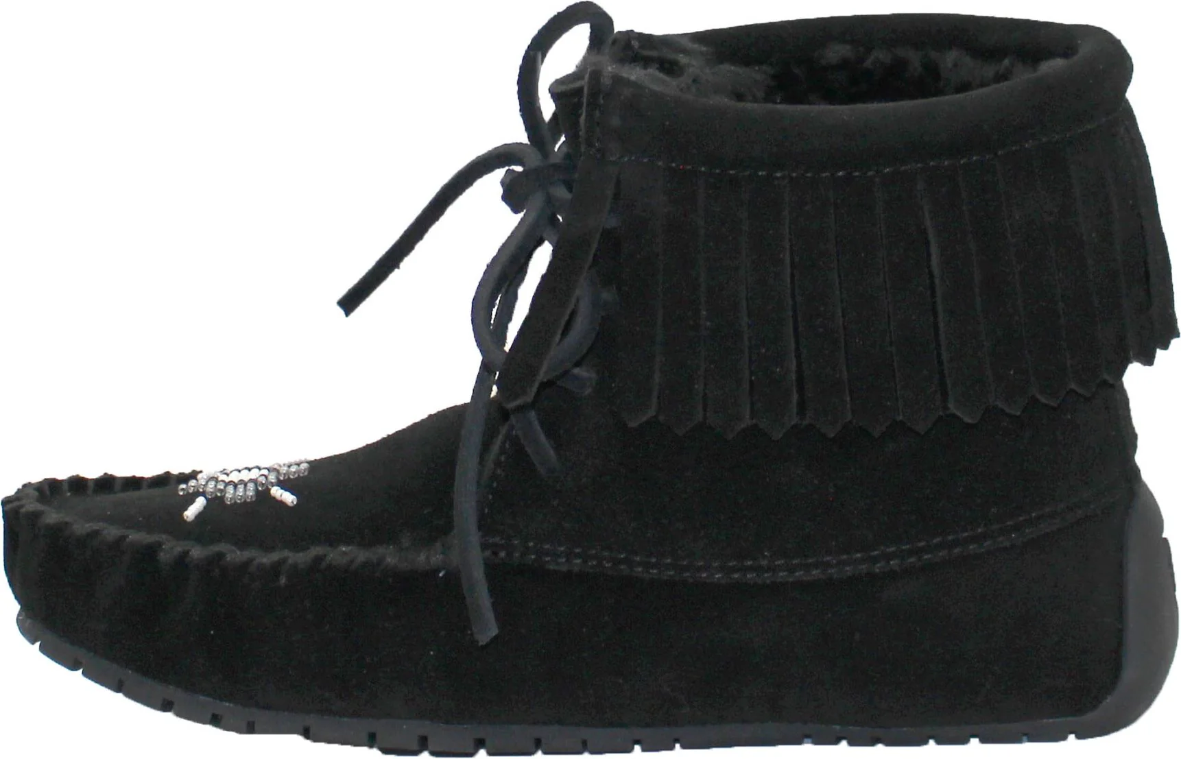 Short Laceup Black Suede Boot - Image 2