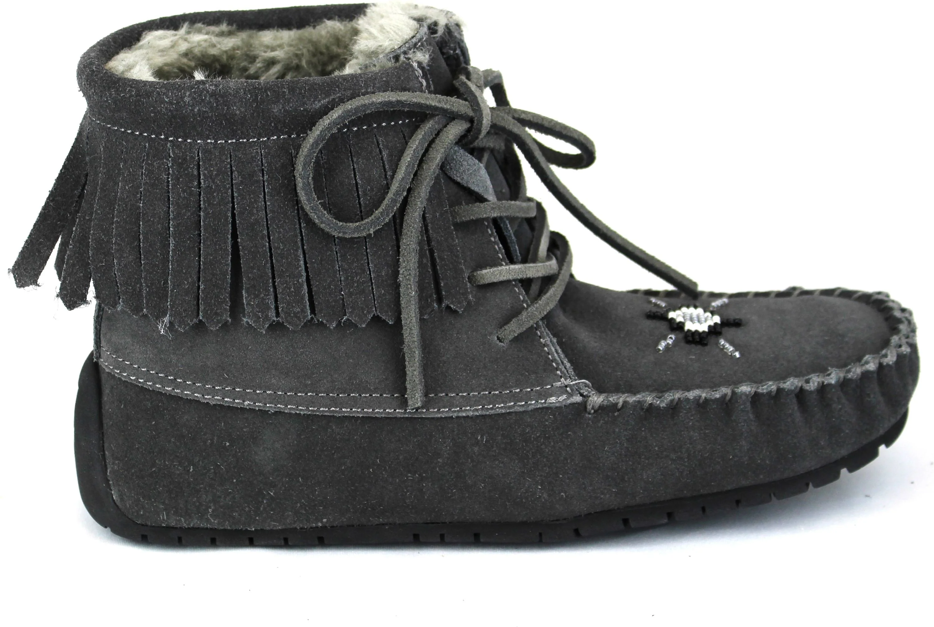 Short Laceup Charcoal Suede Boot - Image 2