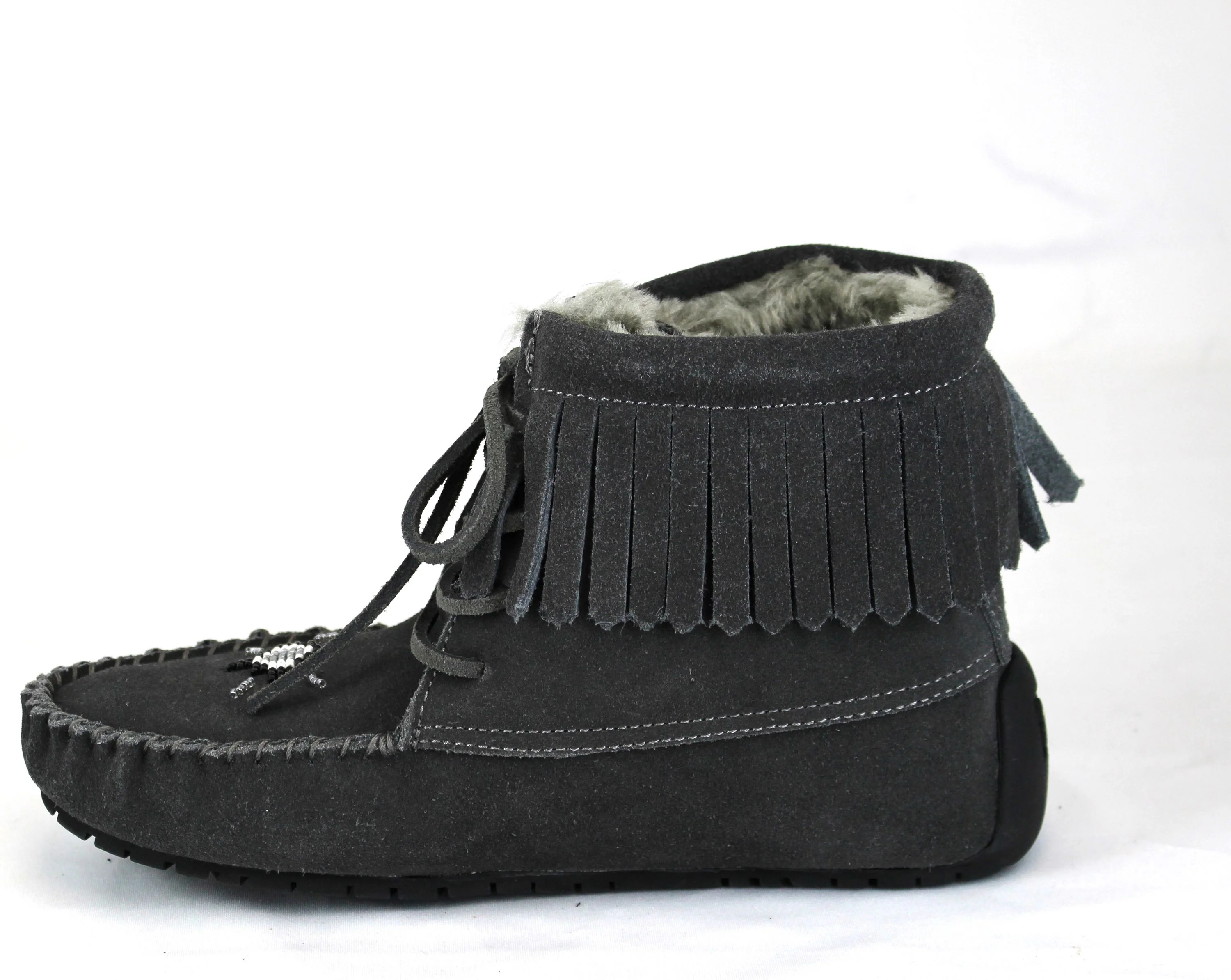 Short Laceup Charcoal Suede Boot - Image 3