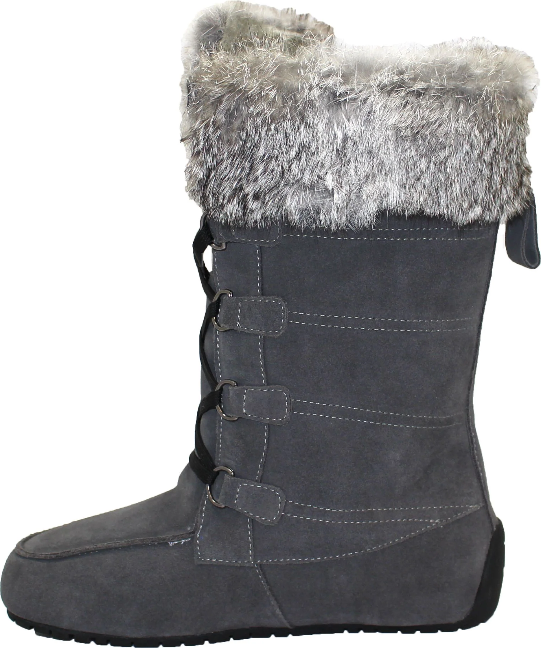 Tall Laceup Charcoal Suede Boot - Image 2