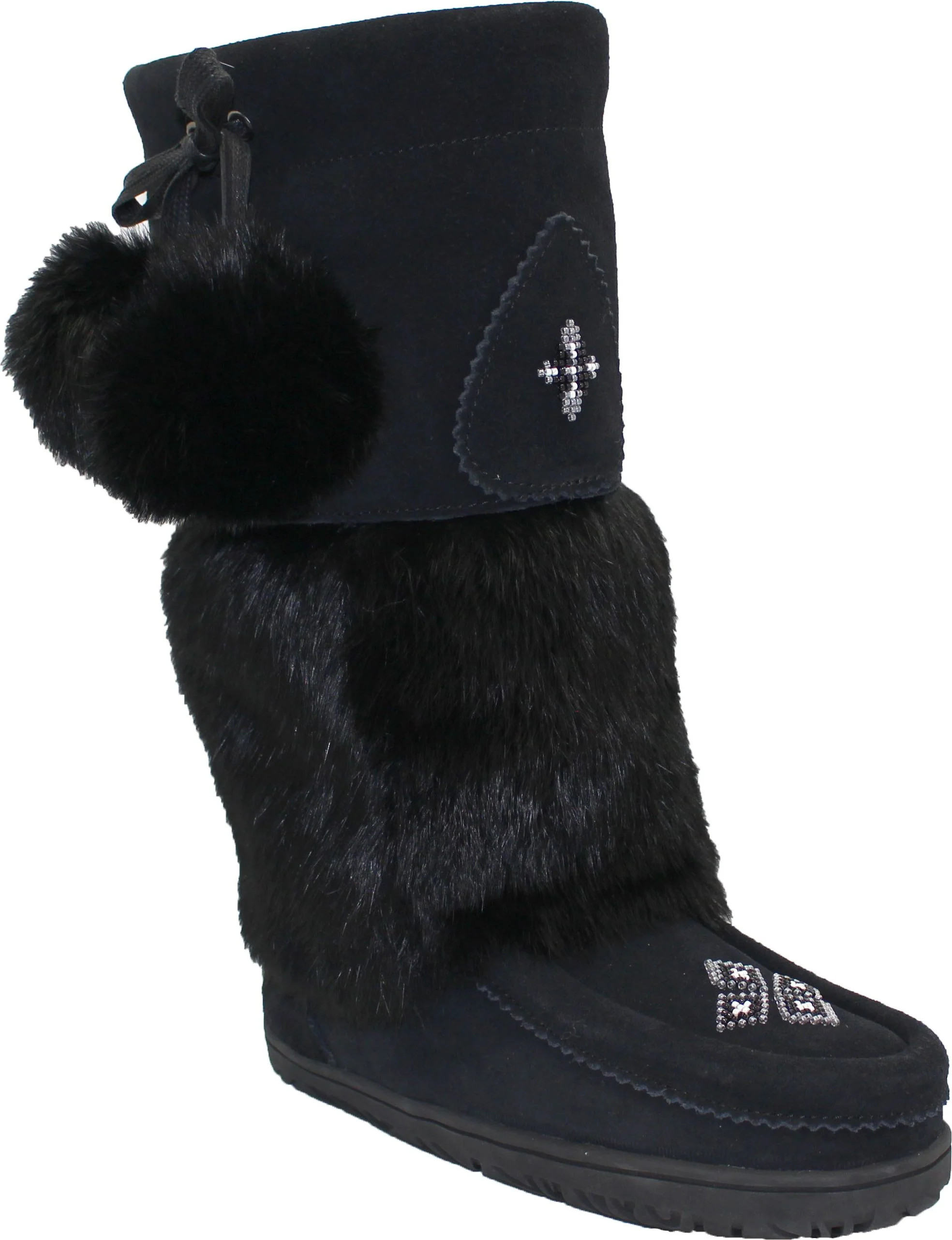 Tall Waterproof Black Suede Mukluk