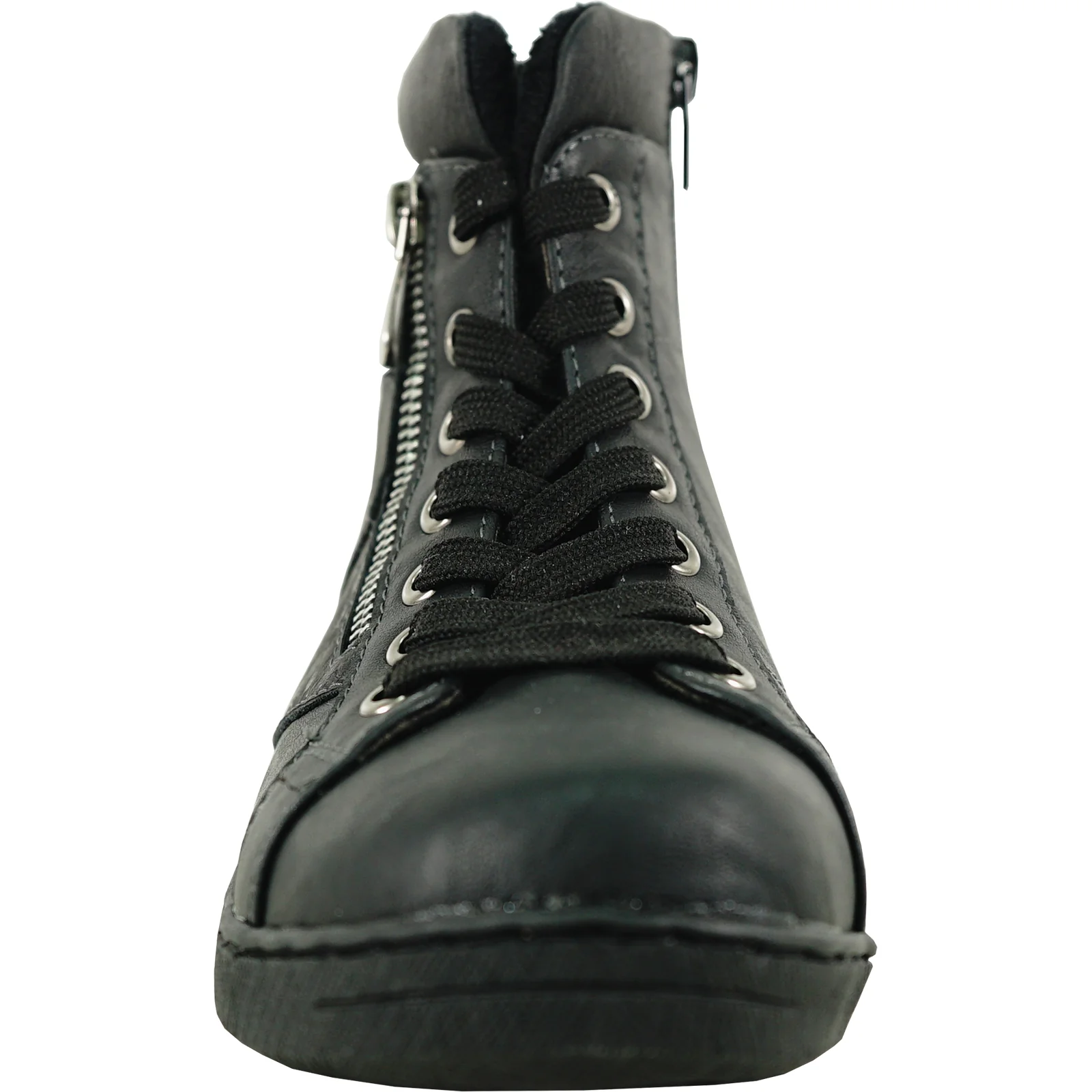 Black Lace Up Boot With Side Zip - Image 2